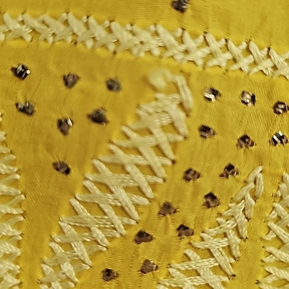 Fabindia, chikankari enbroidery.  Hand‎ blocked organic cotton/silk stole/scarf.